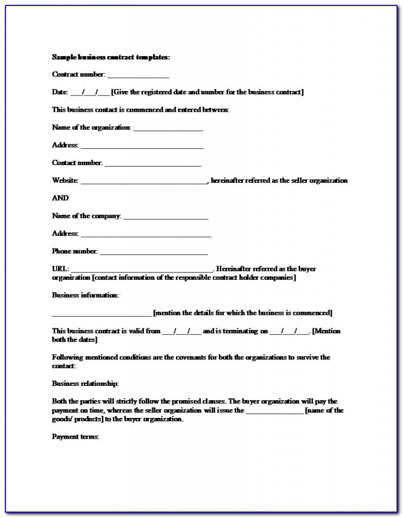 Agreement Template For Contractors
