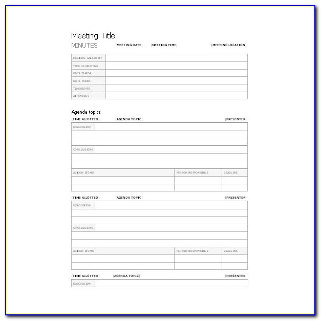 Business Meeting Minutes Template Free