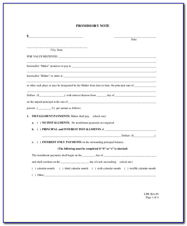 Business Promissory Note Template Free