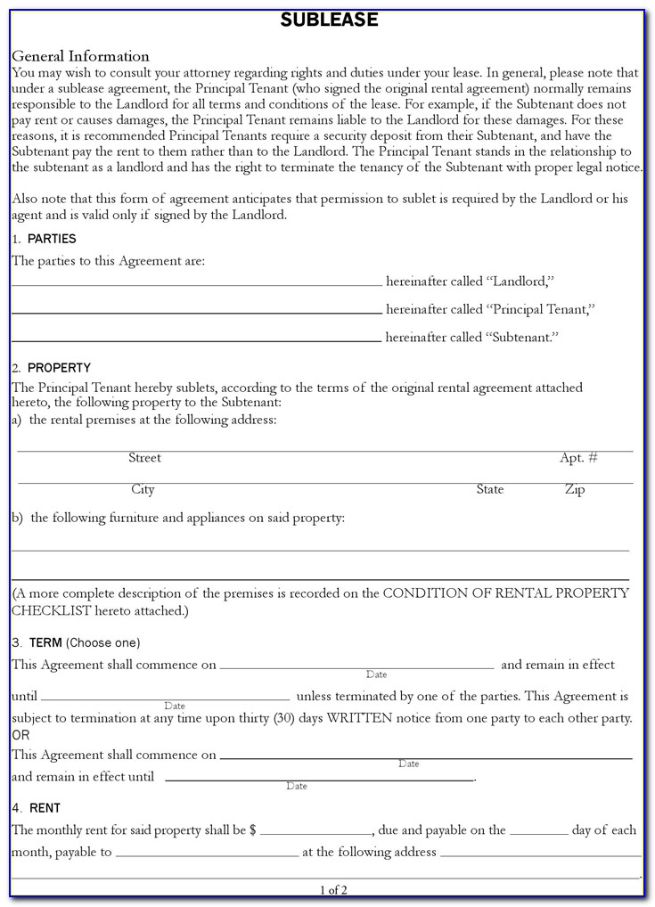 California Commercial Sublease Agreement Form