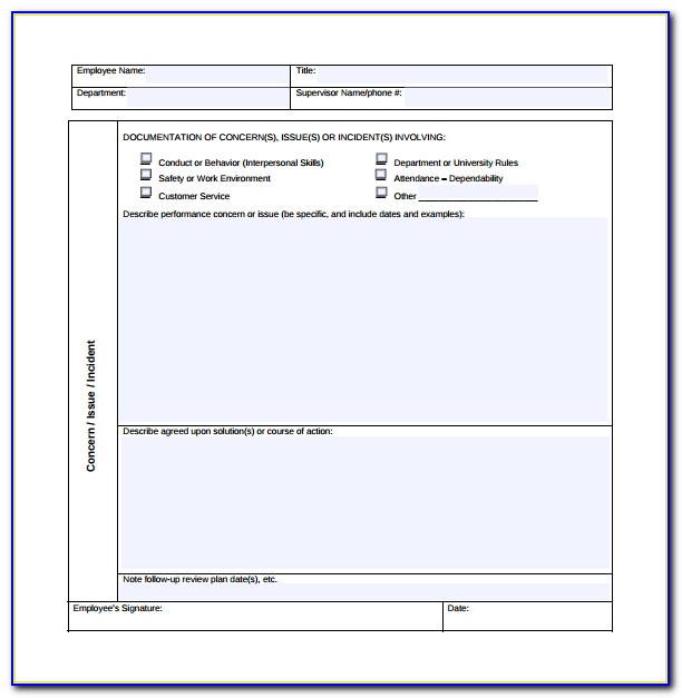 Coaching Forms For Employees