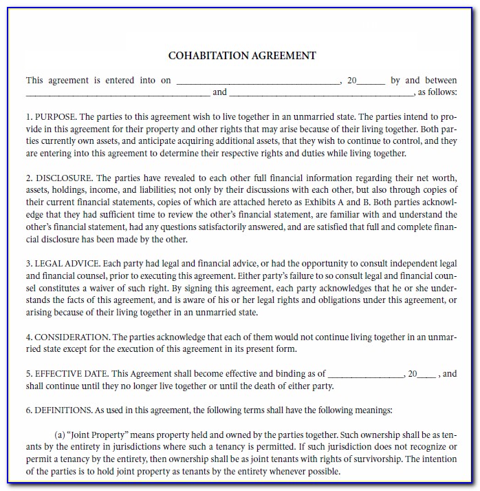 Cohabitation Agreement Bc Template