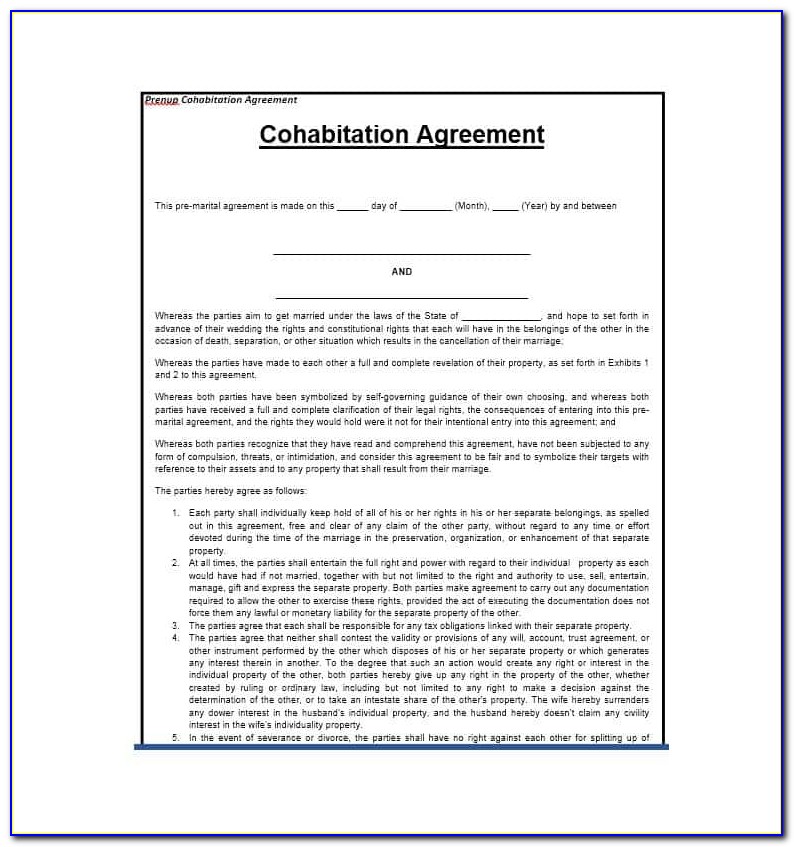 Cohabitation Agreement Template Bc