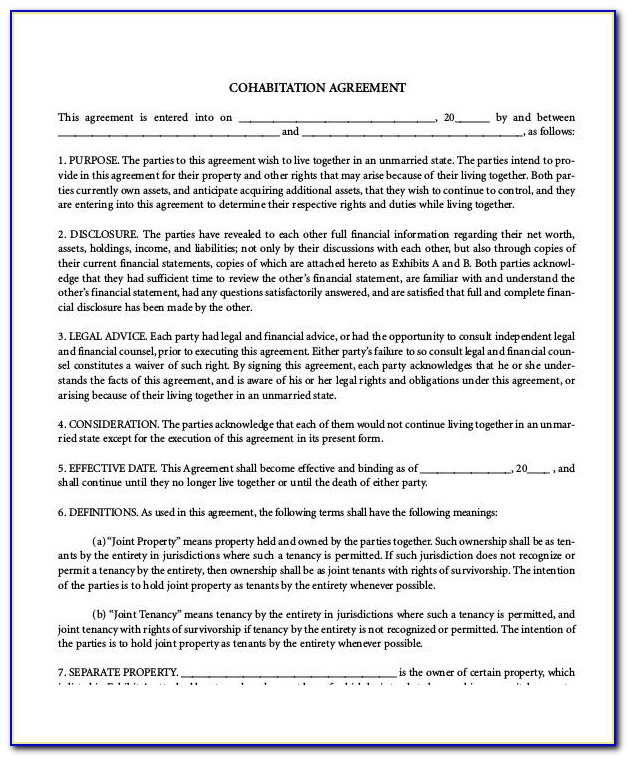 Cohabitation Agreement Template South Africa