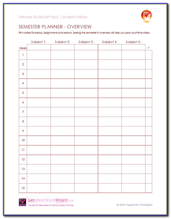 College Student Budget Planner Template