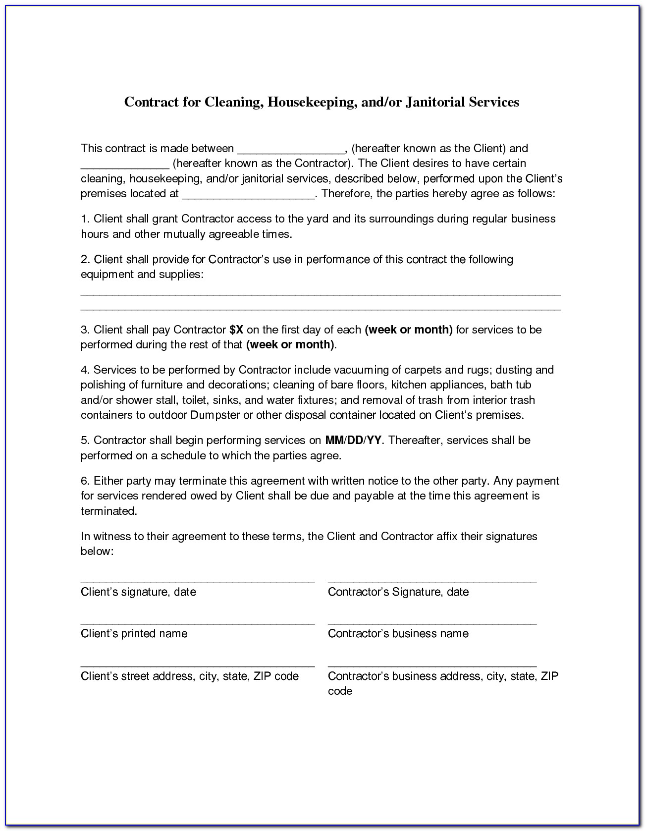 Commercial Cleaning Bid Proposal Template