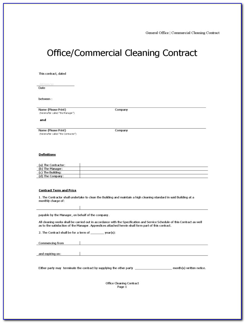 Commercial Cleaning Contracts Examples