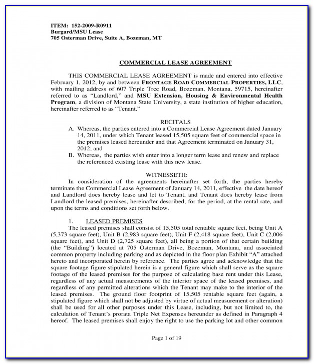 Commercial Lease Agreement Form Florida