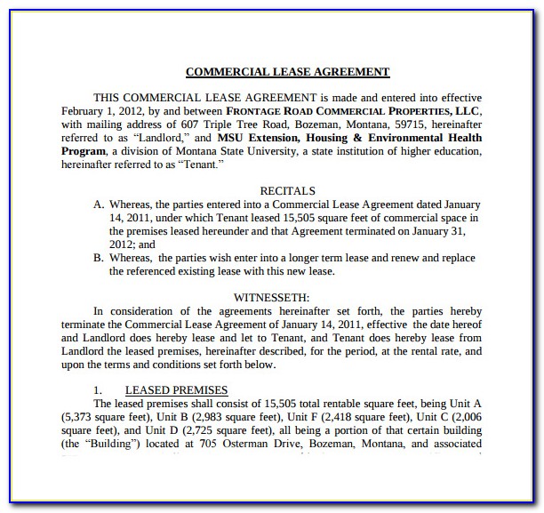 Commercial Lease Agreement Template Free Download