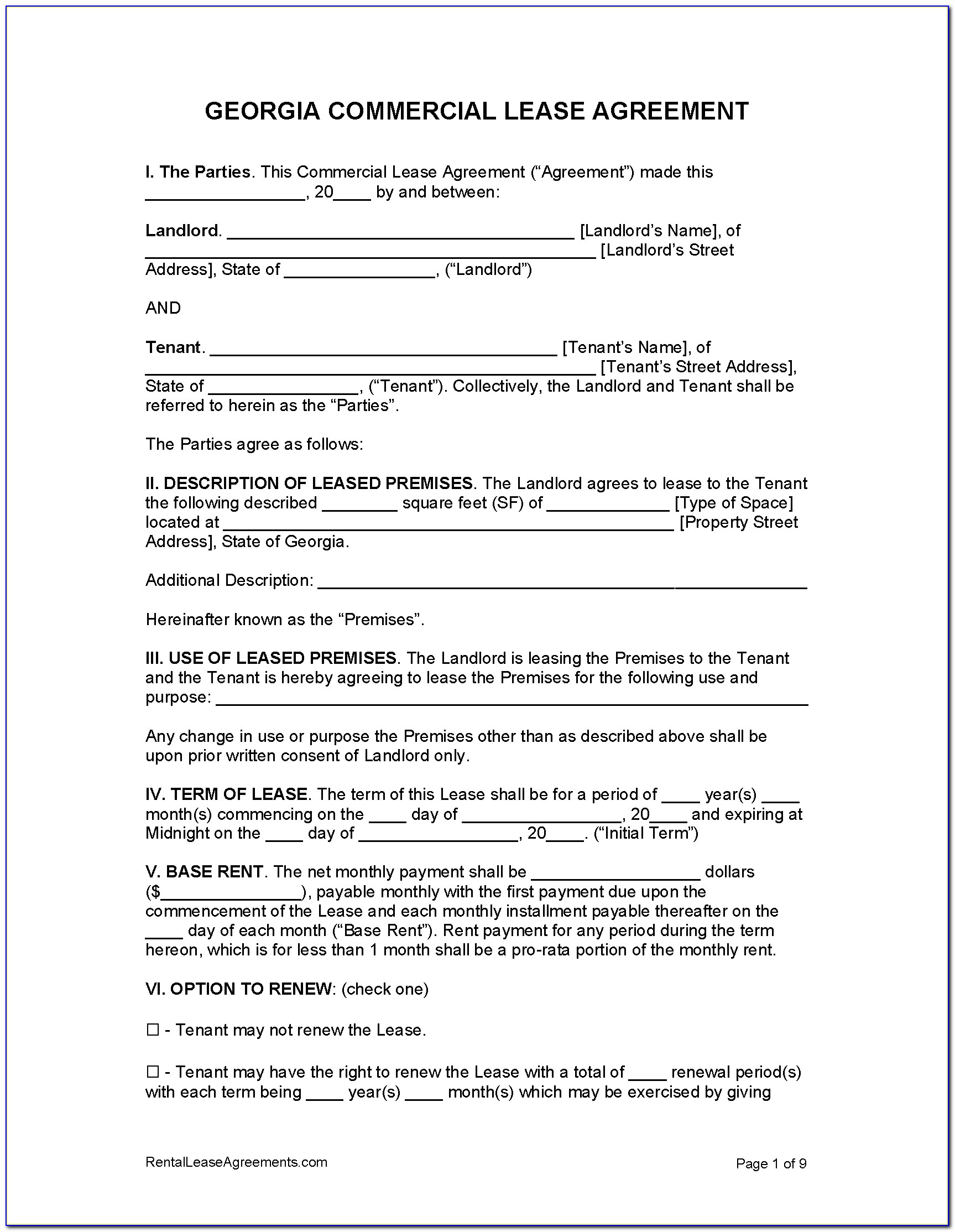 Commercial Lease Application Form Pdf