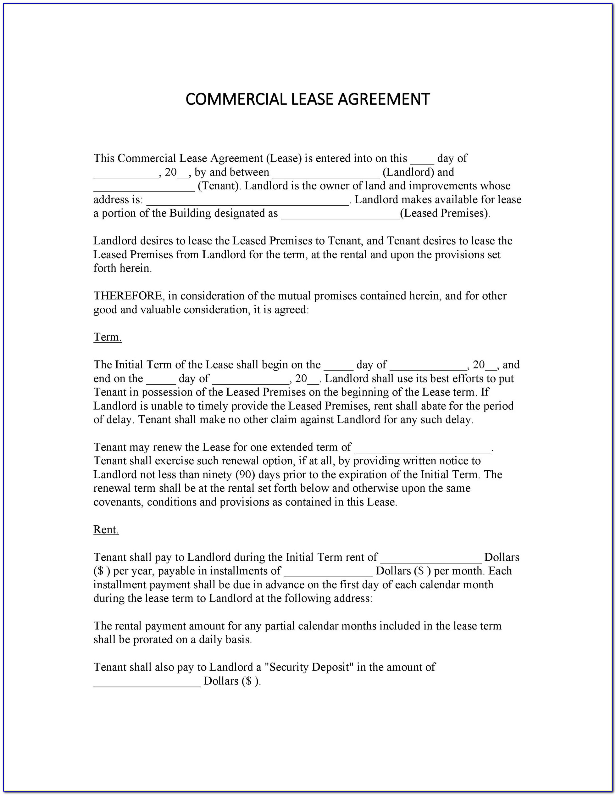 Commercial Lease Application Form Texas