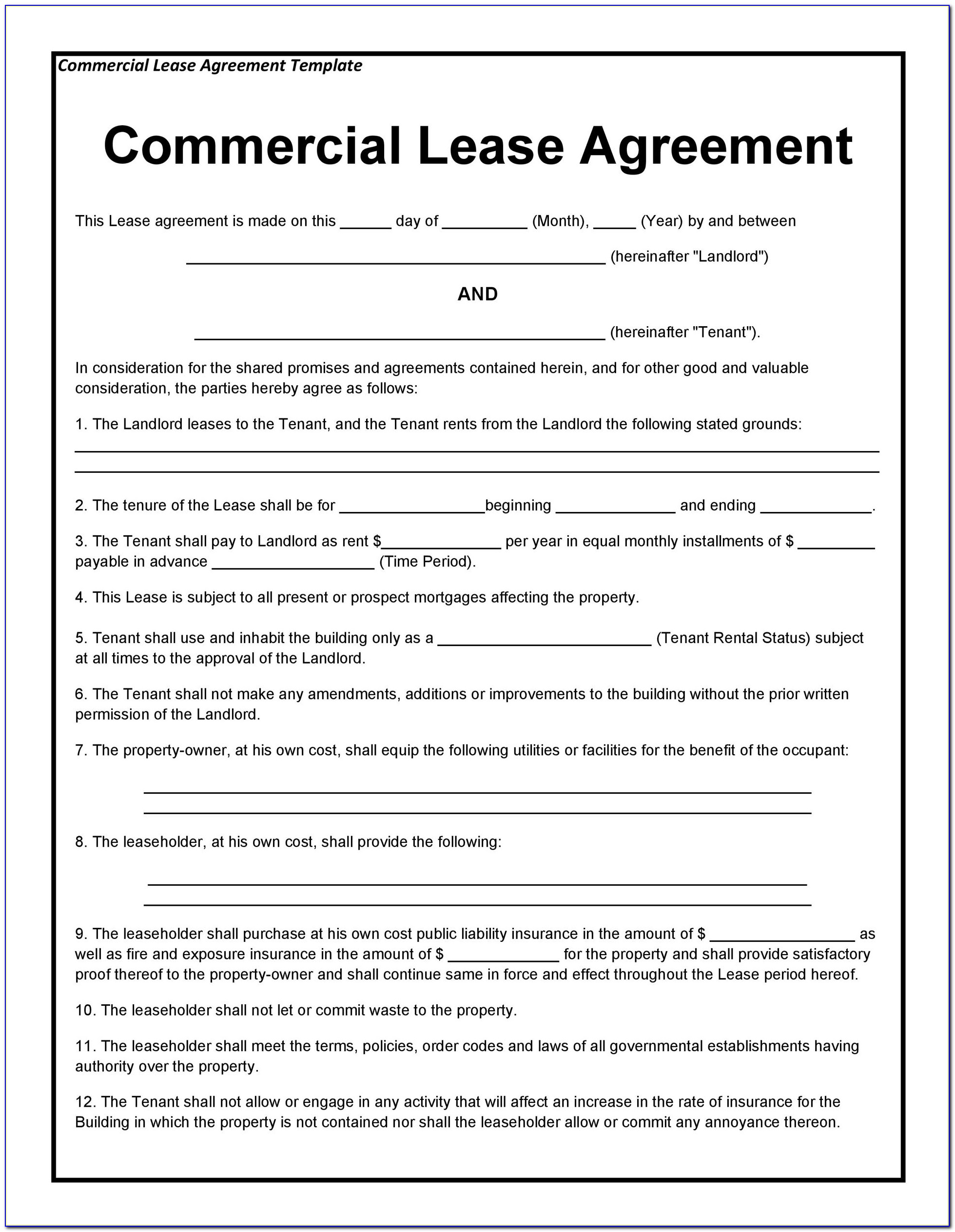 Commercial Lease Contract Template Uk