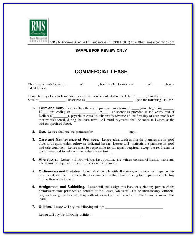 Commercial Property Lease Agreement Template Free