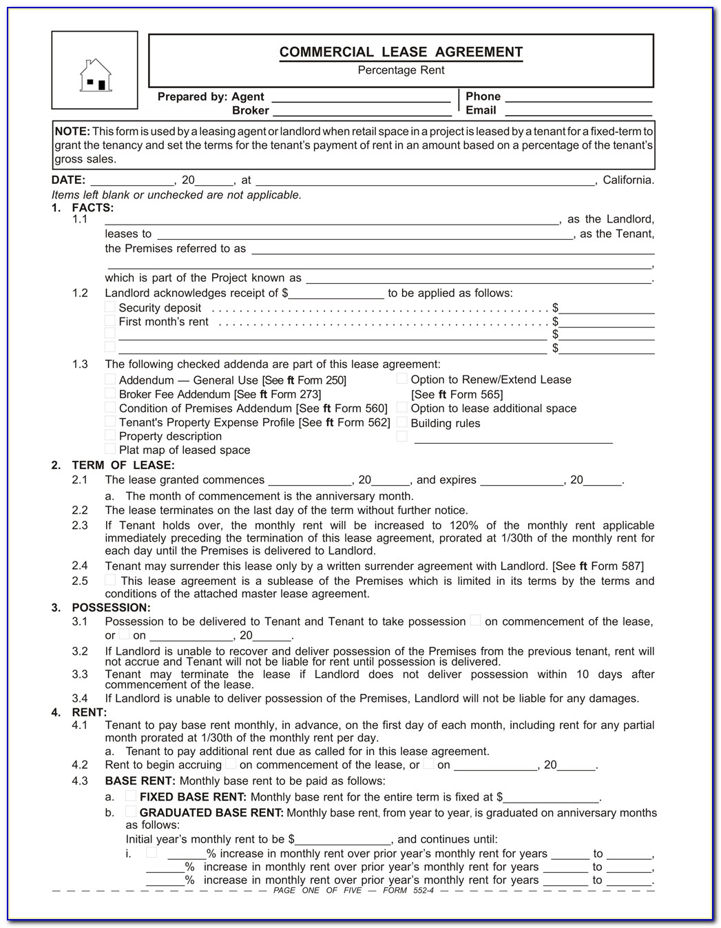 Commercial Real Estate Lease Term Sheet Template
