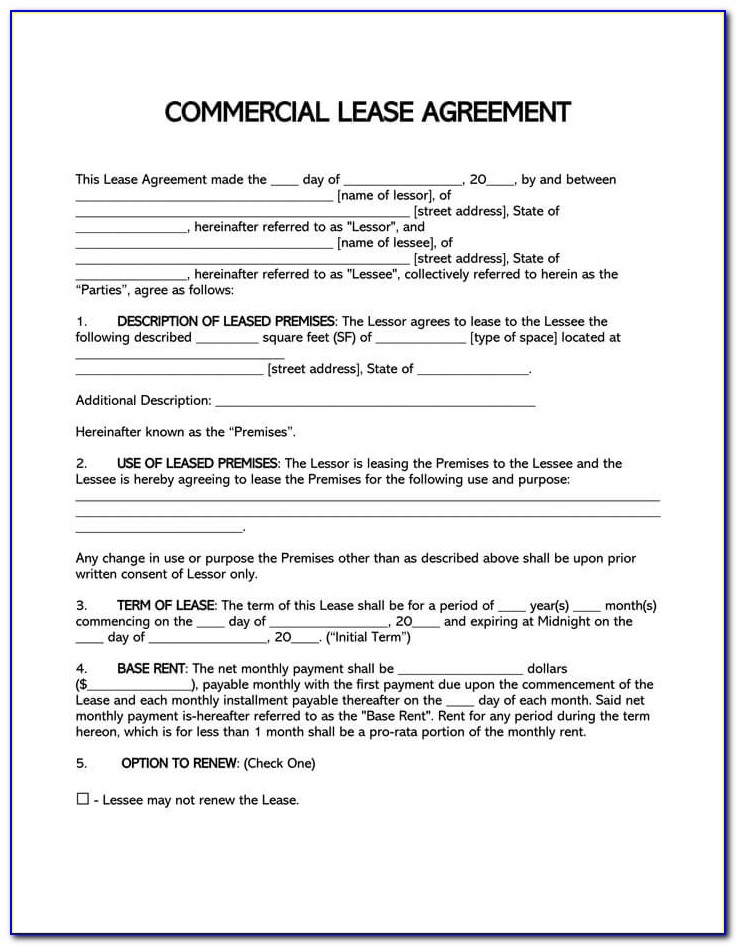 Commercial Rental Lease Agreement Pdf