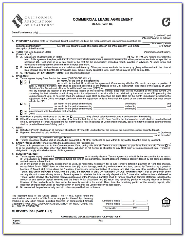 Commercial Sublease Agreement Word Document