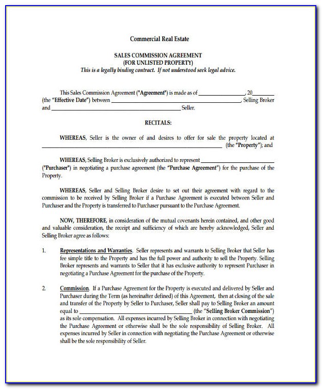 Commission Agreement Template Doc