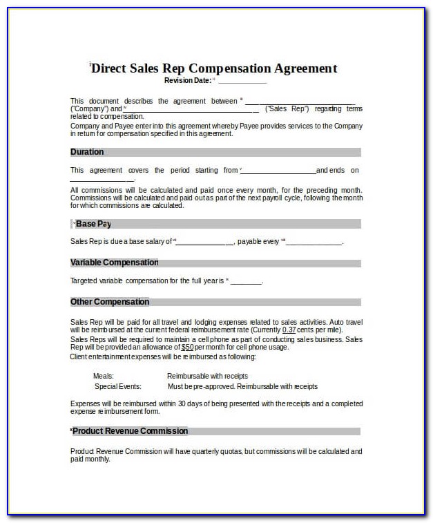 Commission Agreement Template Free Uk