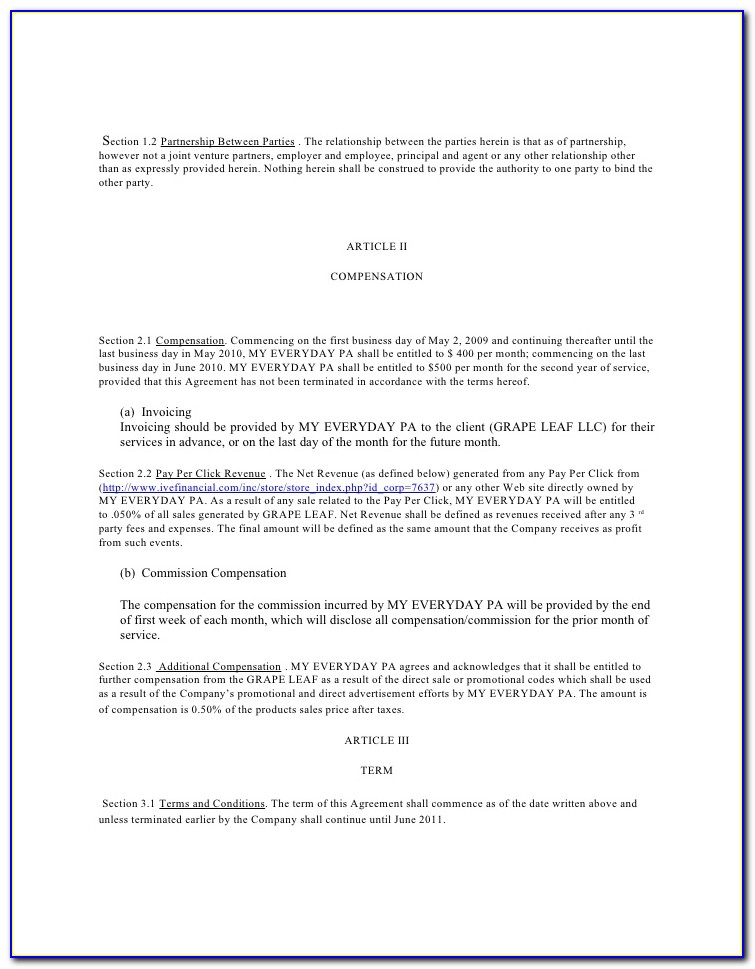 Commission Agreement Template Uk