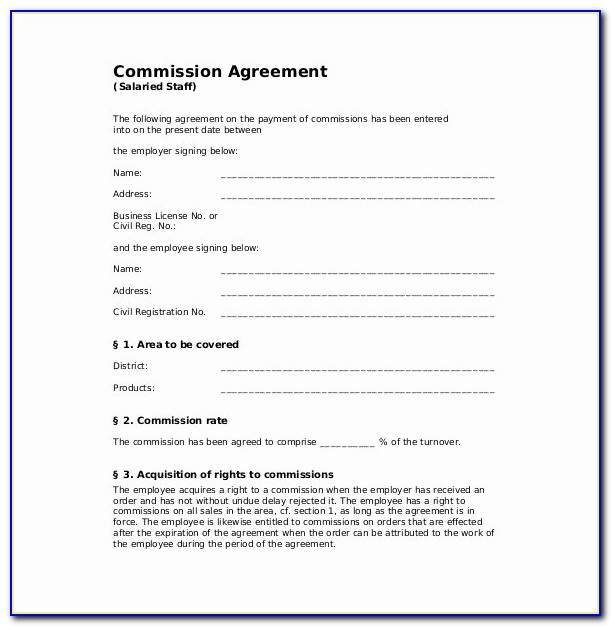 Commission Sales Agreement Form