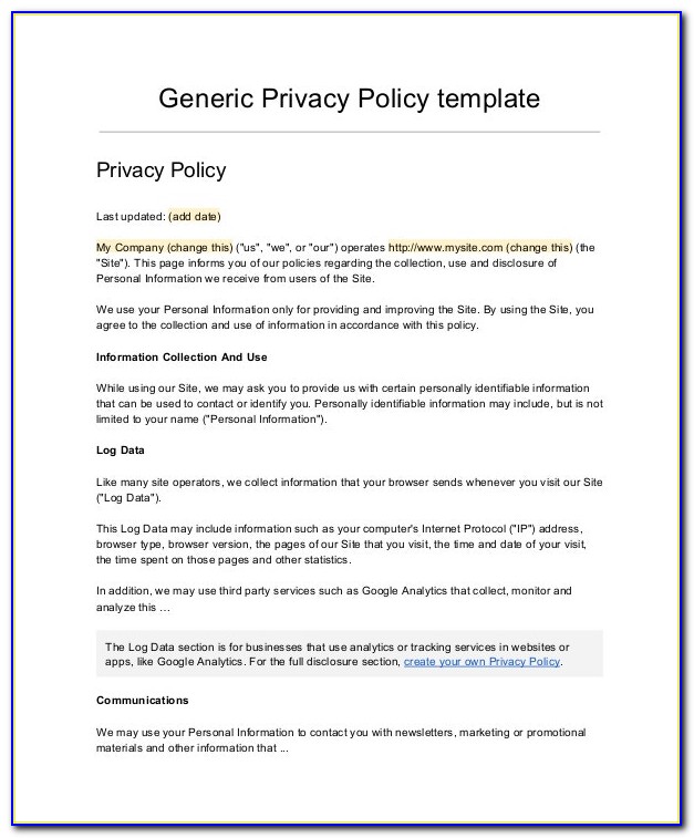 Company Confidentiality Policy Template