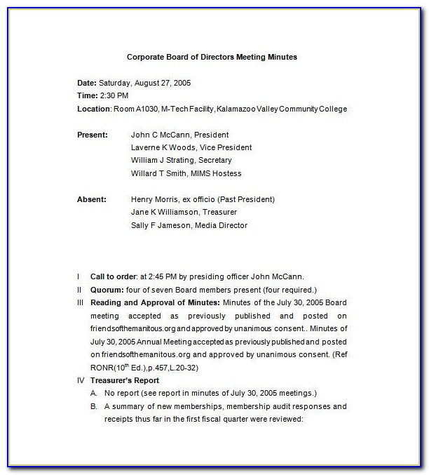 Company Meeting Minutes Template