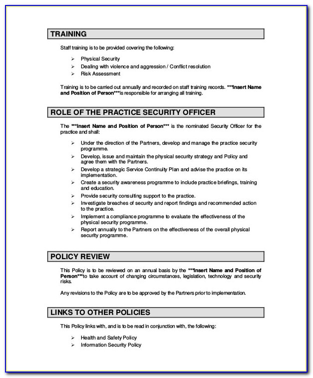 Company Physical Security Policy Template