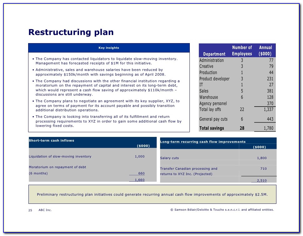Company Restructuring Plan Template