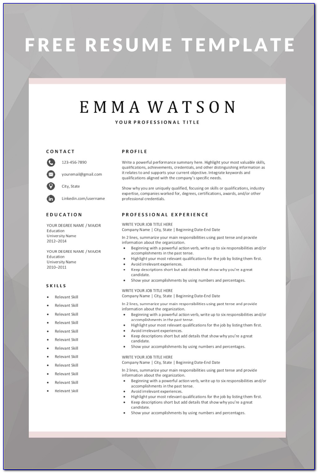 Completely Free Resume Template Download