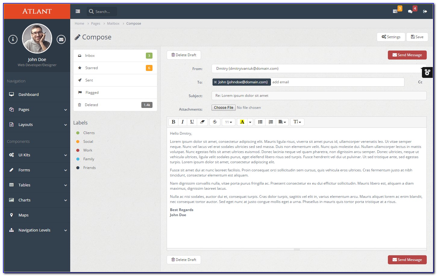Compose Email Template Bootstrap