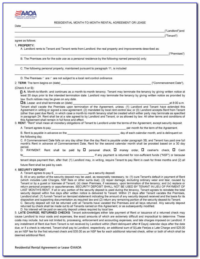 Condo Rental Lease Agreement Form