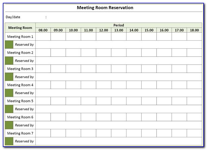Conference Room Booking Template Excel Free Download