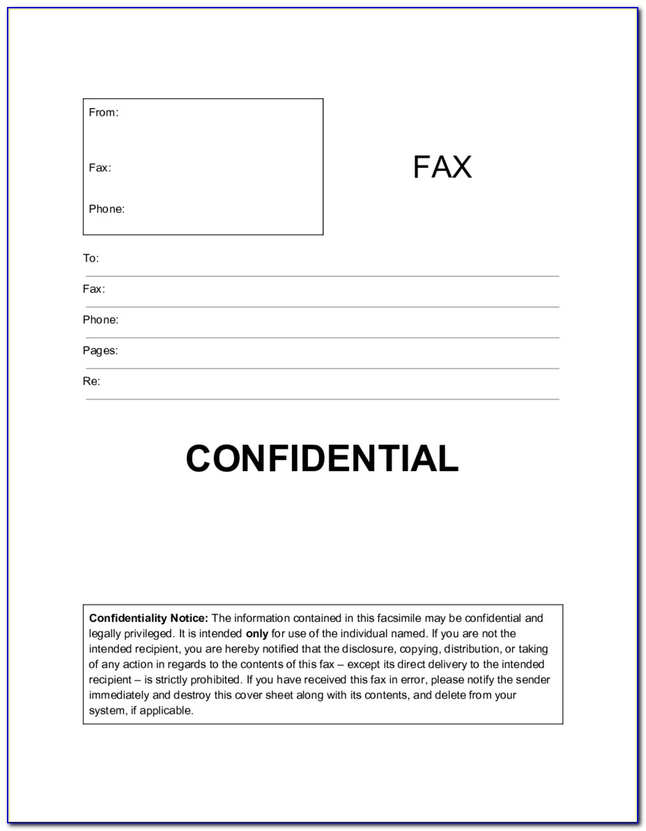 Confidential Fax Cover Sheet Template Word