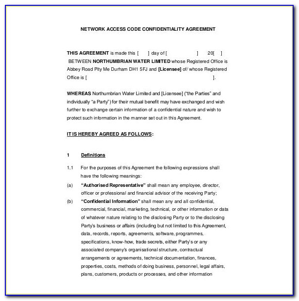 Confidentiality Agreement Sample Nz