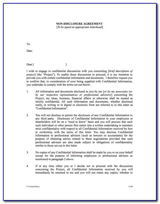 Confidentiality Agreement Template Doc