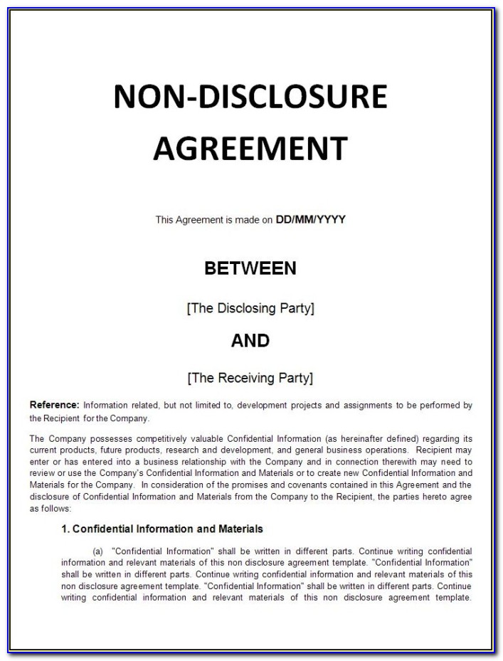 Confidentiality Agreement Template Nsw