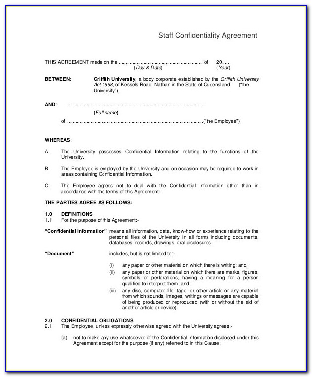 Confidentiality Agreement Template Nz Free