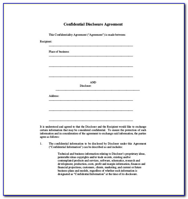 Confidentiality Agreement Template Qld