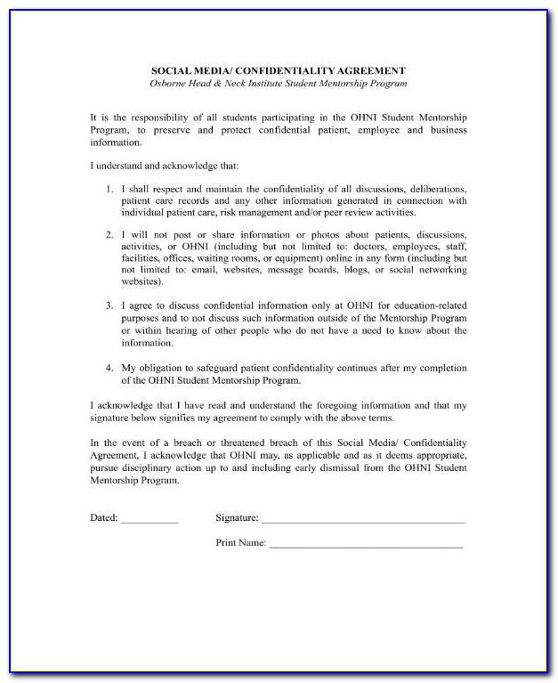 Confidentiality Letter Template Free