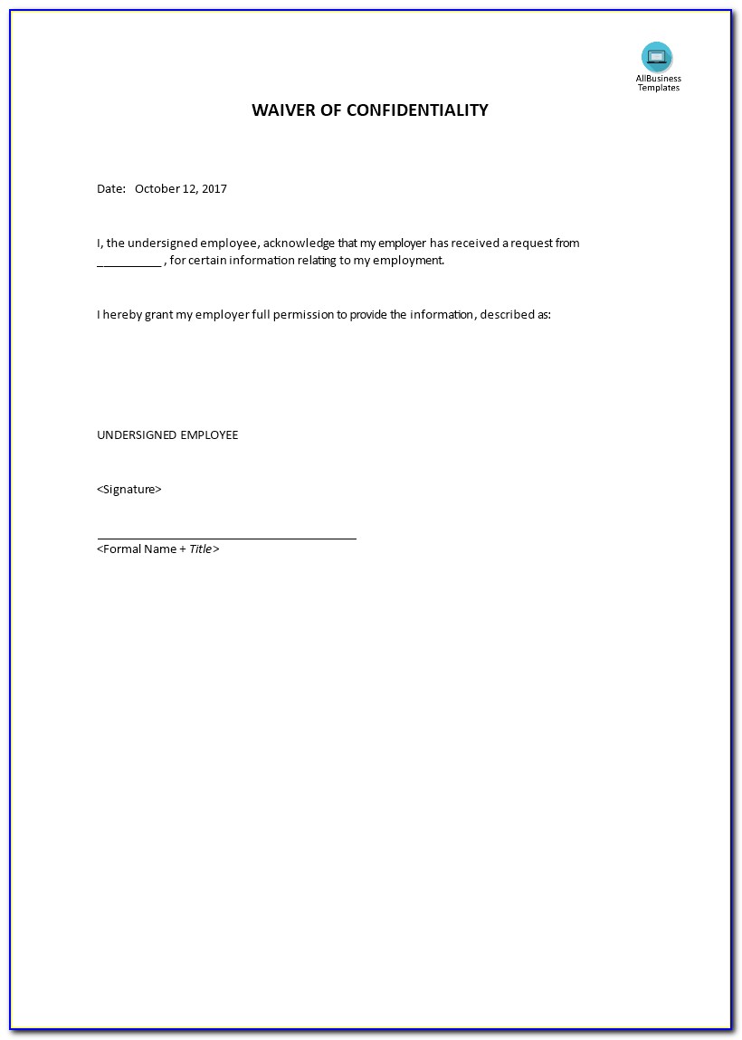 Confidentiality Non Disclosure Agreement Form