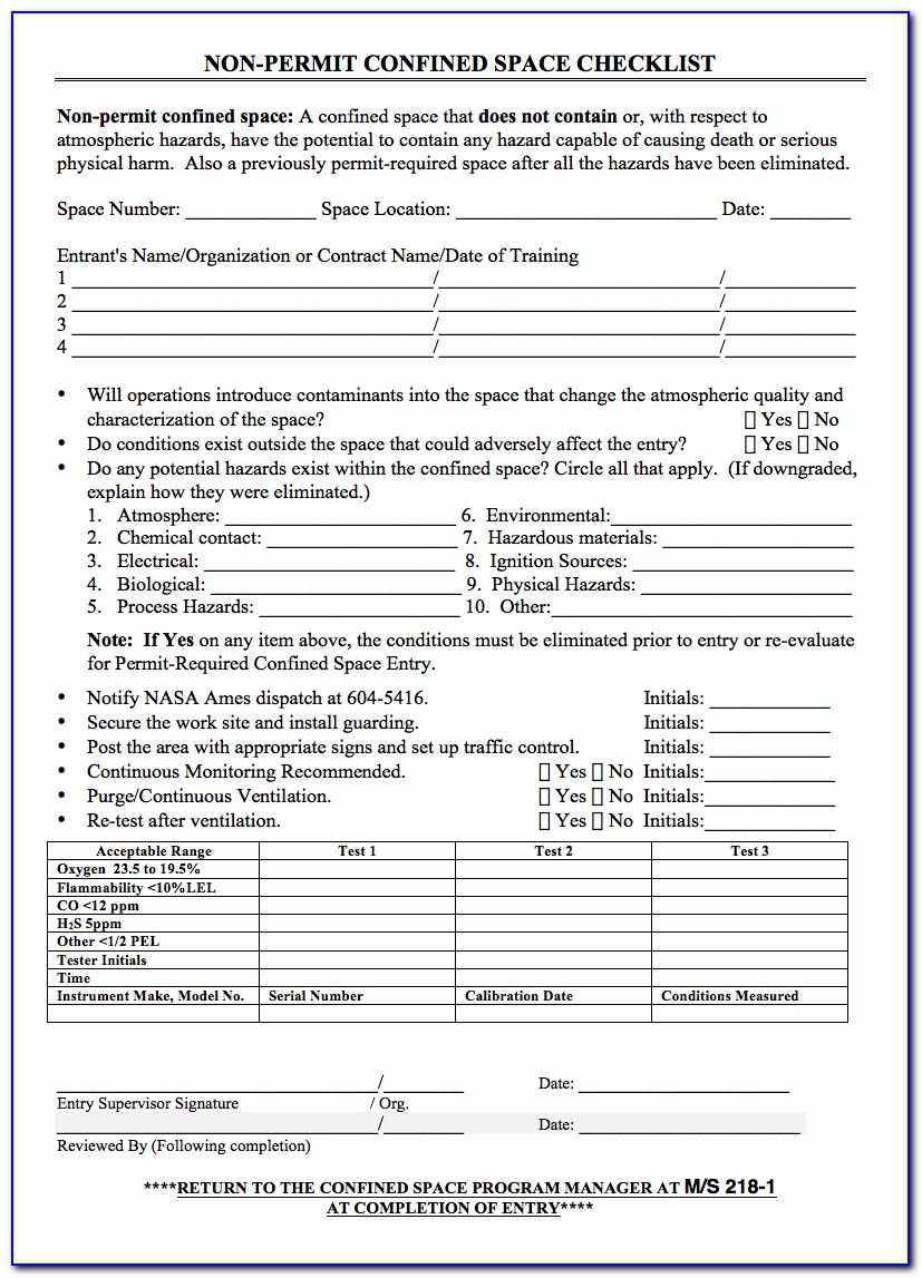 Confined Space Certificate Template