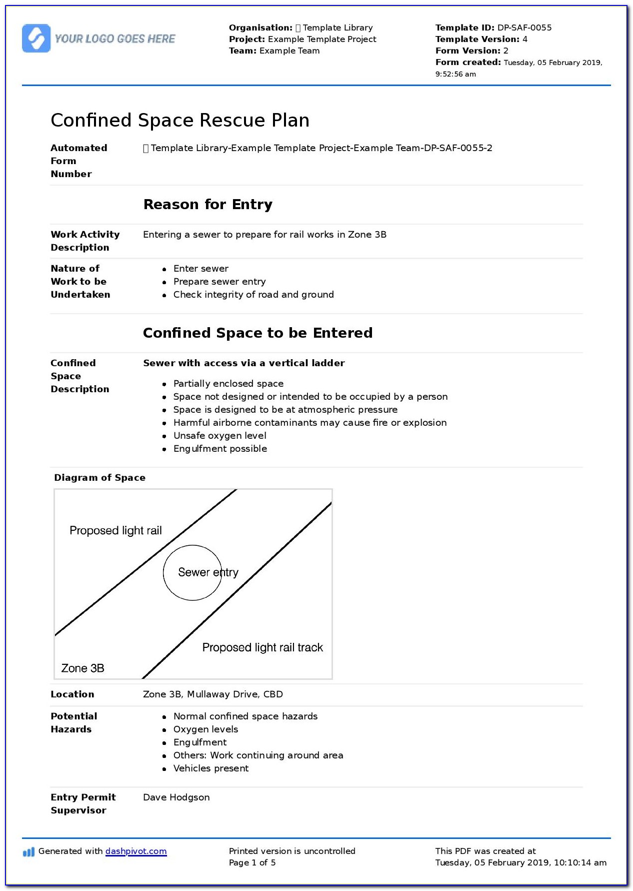 Confined Space Emergency Response Plan Example