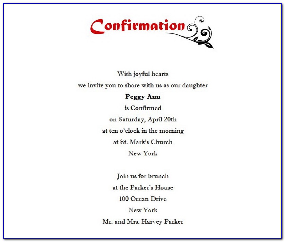 Confirmation Invitations Word Templates Free