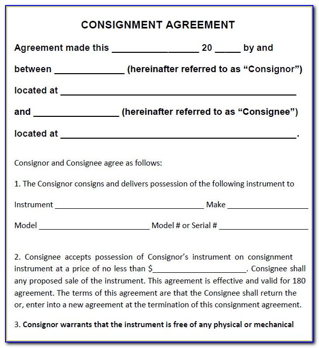 Consignment Agreement Template Australia