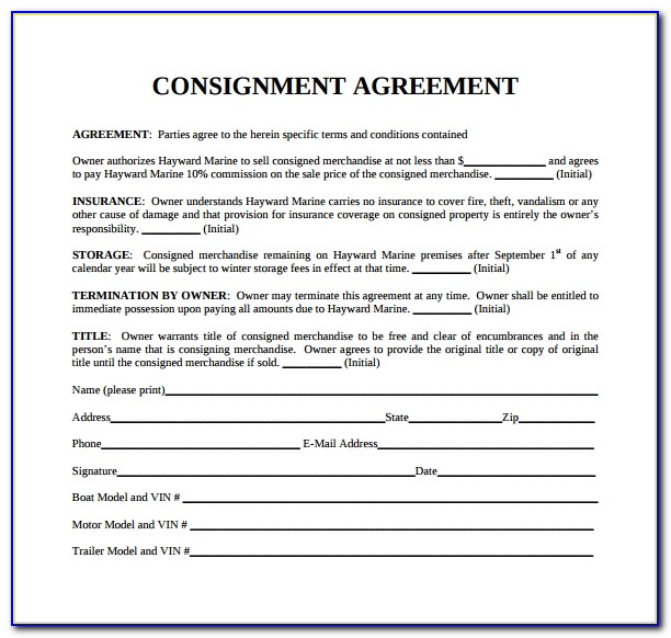 Consignment Agreement Template Doc