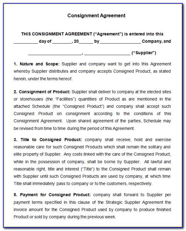 Consignment Agreement Template Free Download