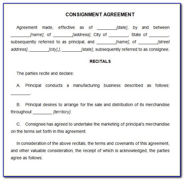 Consignment Agreement Template Uk