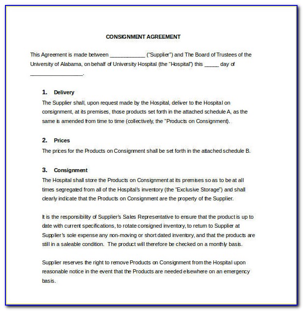 Consignment Sales Agreement Template