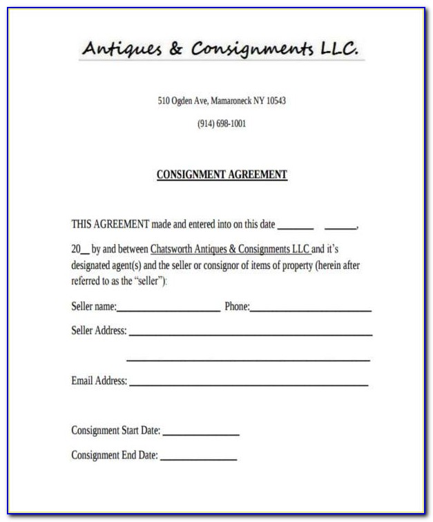 Consignment Stock Agreement Template South Africa