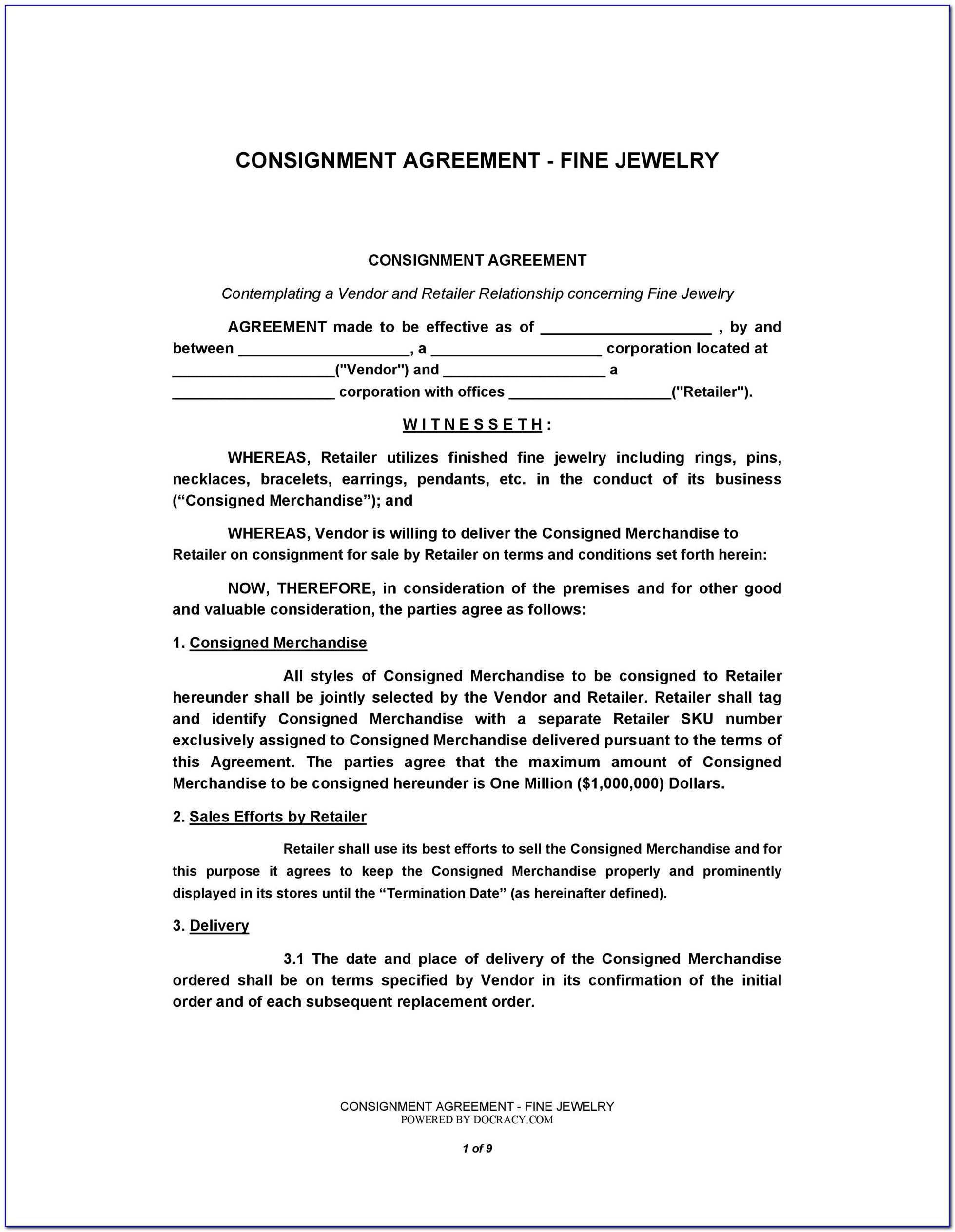 Consignment Stock Agreement Template Uk